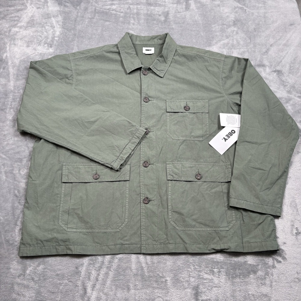 Obey Austin Utility Jacket Mens Size Large Oversized Laurel Wreath NWT